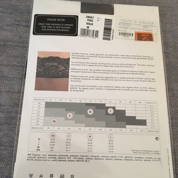 Wolford Affaire 10 Stocking Black M NWT - Picture 2 of 2